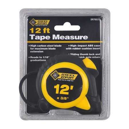 STEEL GRIP 12 ft. L X 3/8 in. W Tape Measure DR76537